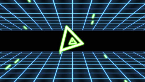 Neon-Green-Triangle-In-Digital-Landscape-With-Futuristic