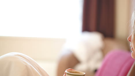 woman drinking coffee in the morning