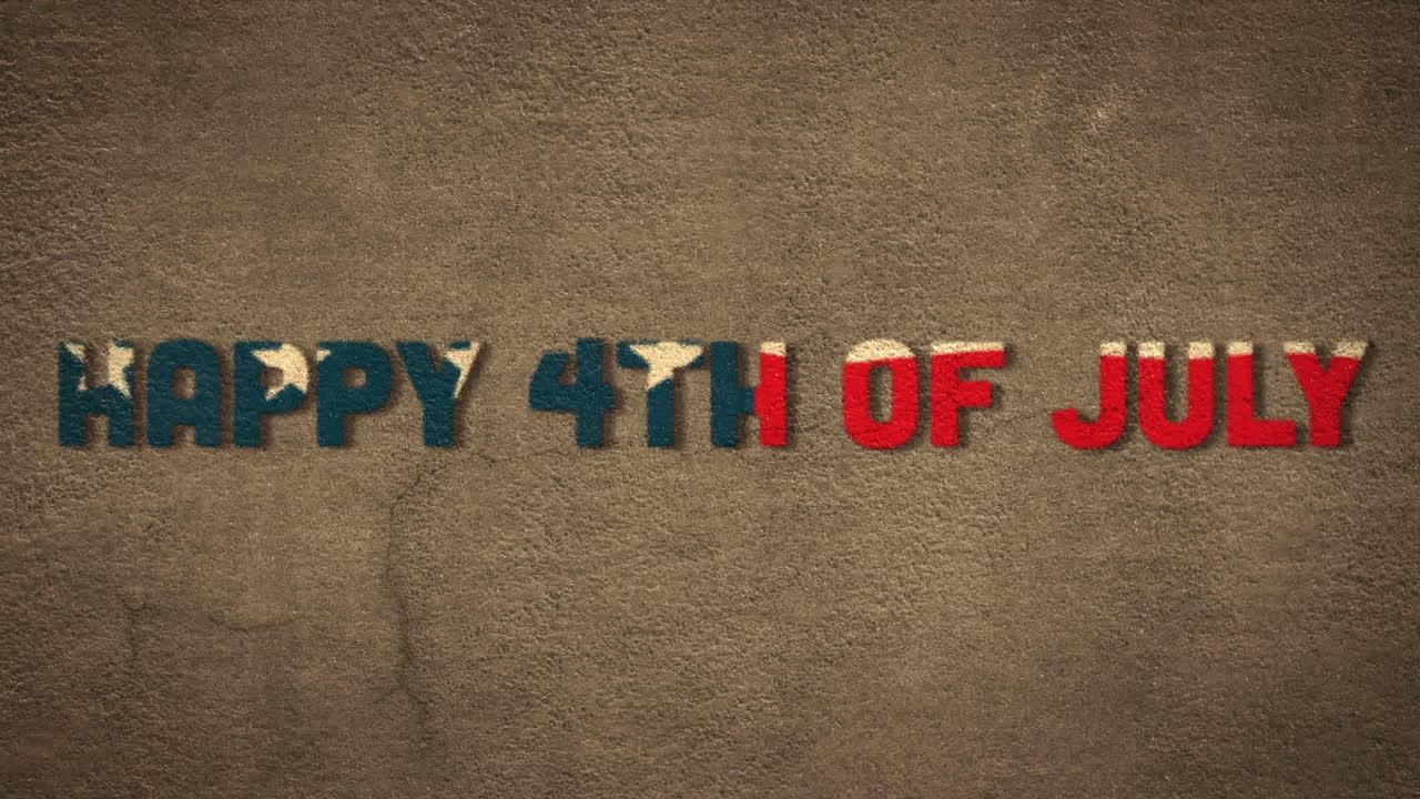 Animazione del testo "Independence Day" sulla bandiera americana.