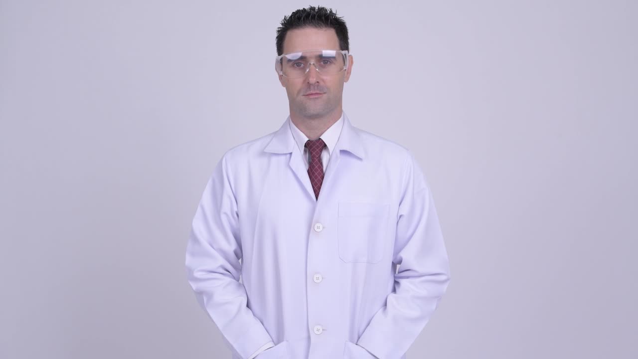 Happy man doctor as scientist