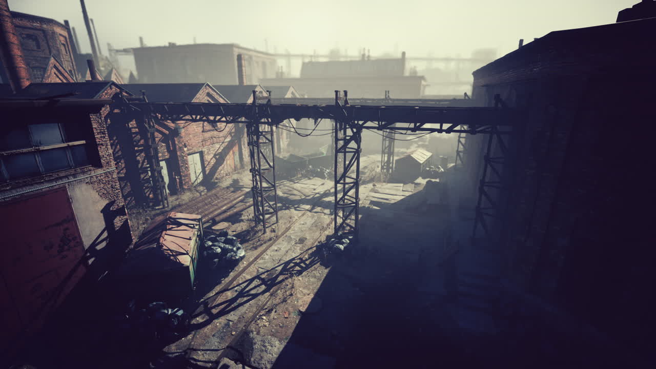 ruinas de una fábrica industrial muy contaminada