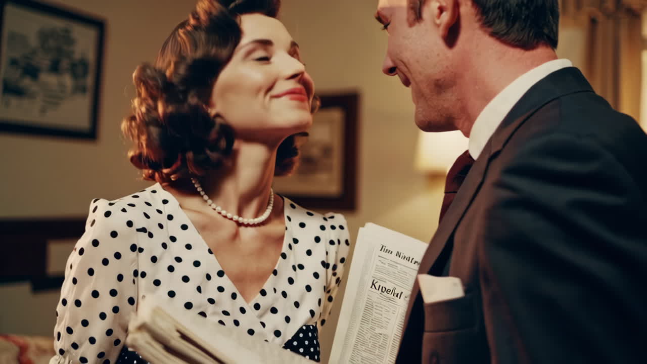 una pareja en estilo retro de los años 50