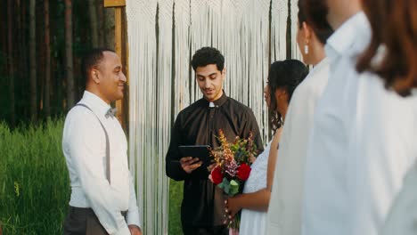 outdoor wedding ceremony in a forest