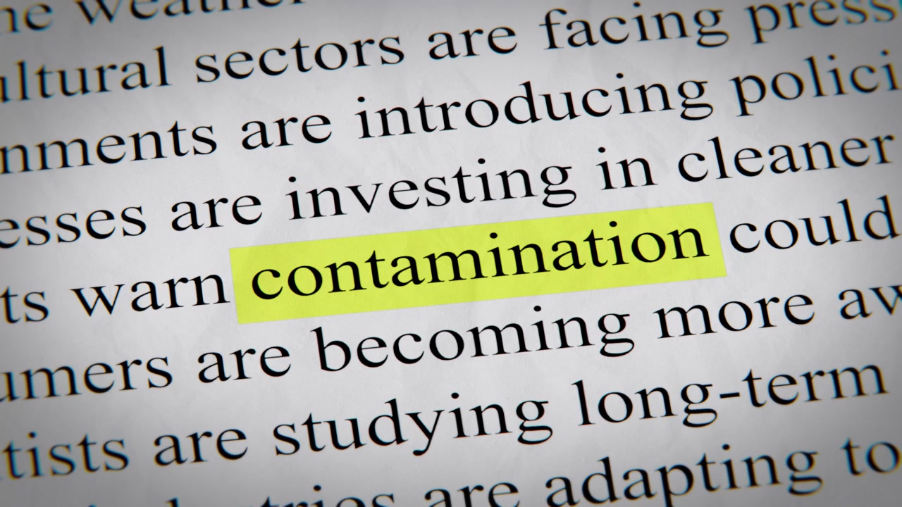 Minimal cinematic of contamination text animation designed for documentary, economic, technology, and news-related storytelling.