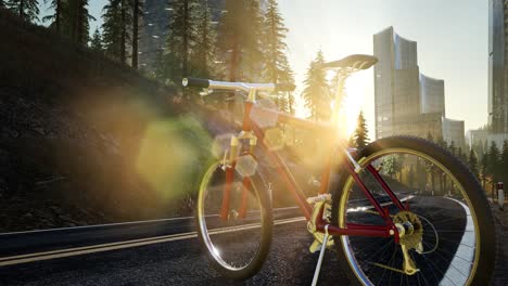 Bicicleta-De-Ciudad-En-La-Carretera