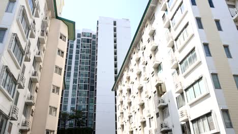 panning view of modern residential towers.