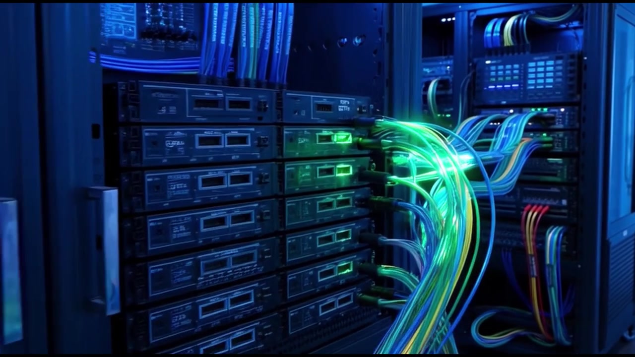 Fiber Optic Cables Connecting Servers in a Data Center
