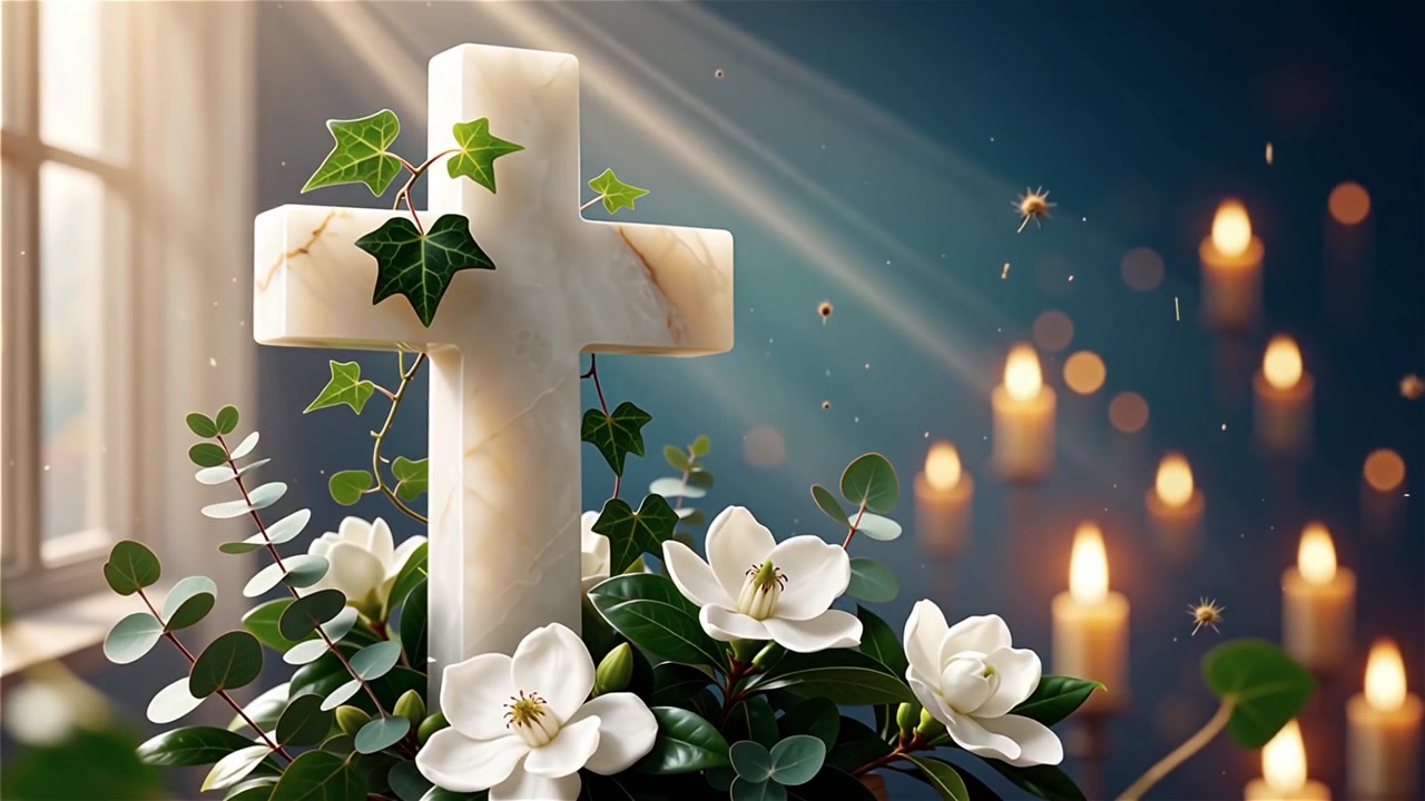 Cruz Cristiana con Luz Celestial, Fondo para Adoración.