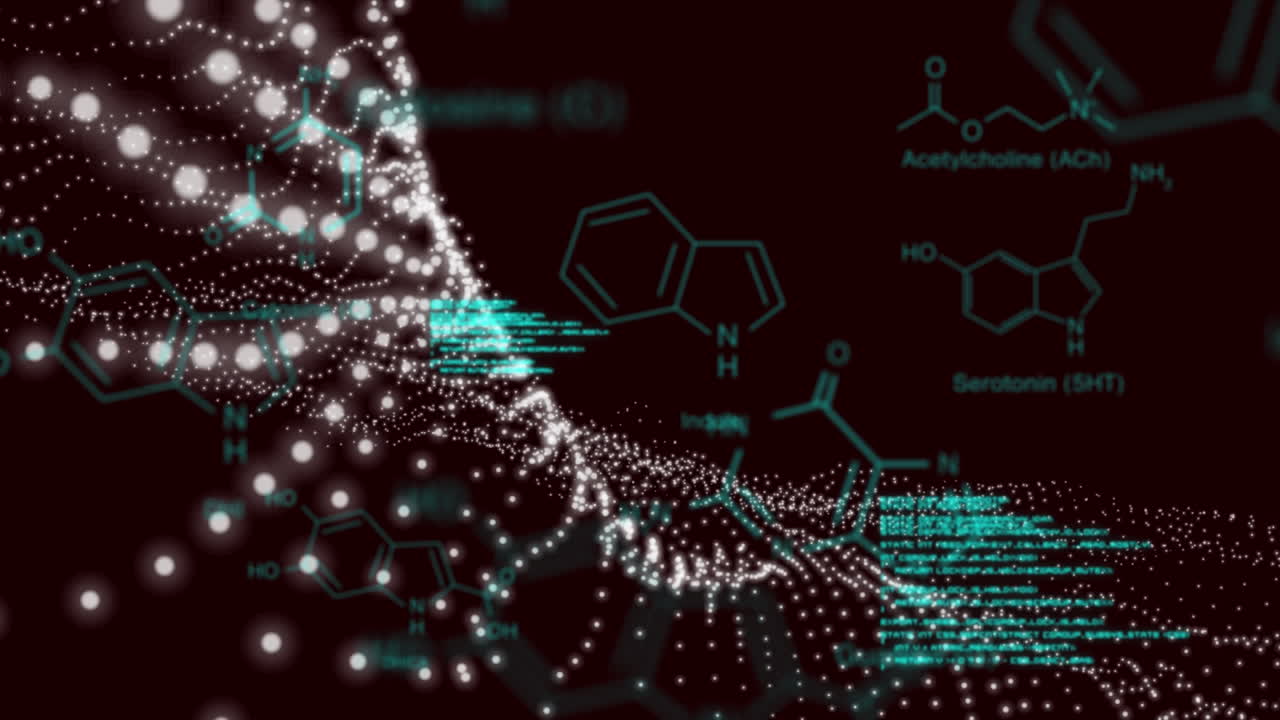 Animation of scientific data processing on black background