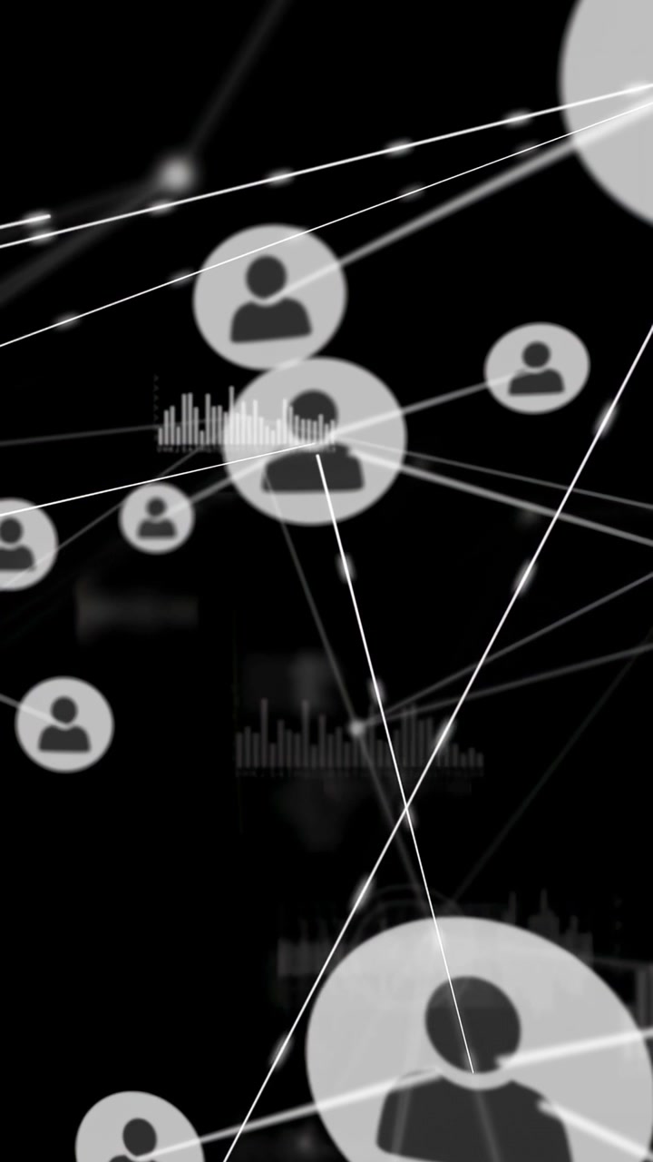 Vertical video: Cam panning showing right node scaling as pulses moving along links showing network
