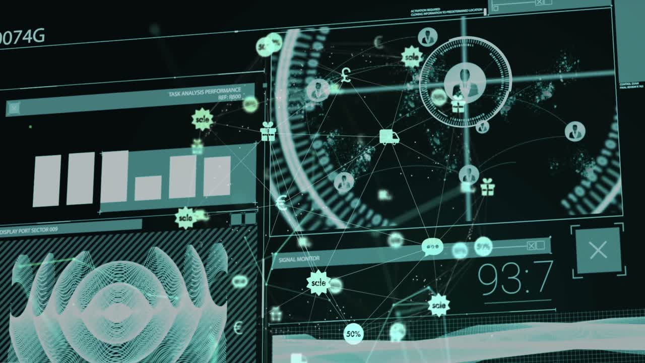 animación de iconos sobre el procesamiento de datos