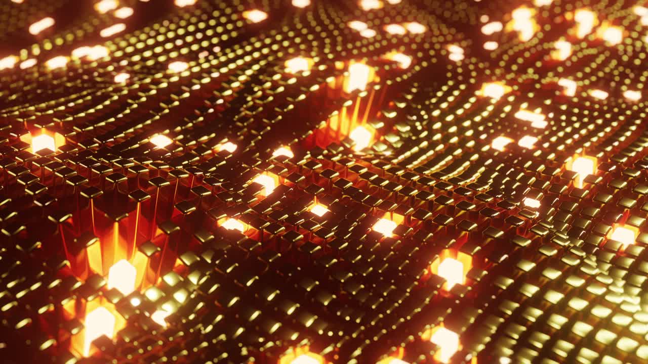 Seamless Gold Rectangular Tiles Wave Loop - Abstract 3D Metallic Background. 3D rendering