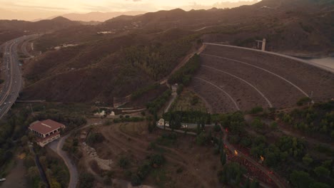 Aerial-view-of-Jardín-Botánico-Histórico-during-sunset-in-Spain