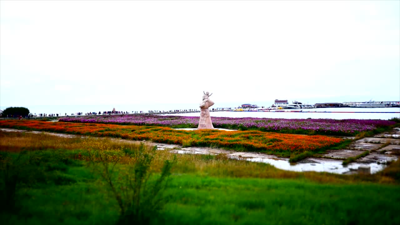 중국 칭하이 바다 호수의 저속 촬영