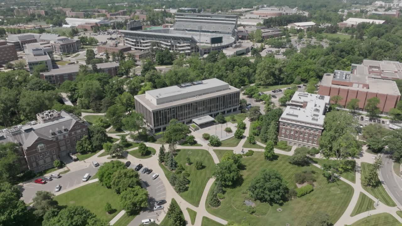 Michigan State University Aerial Drone Hannah Center Tilt up