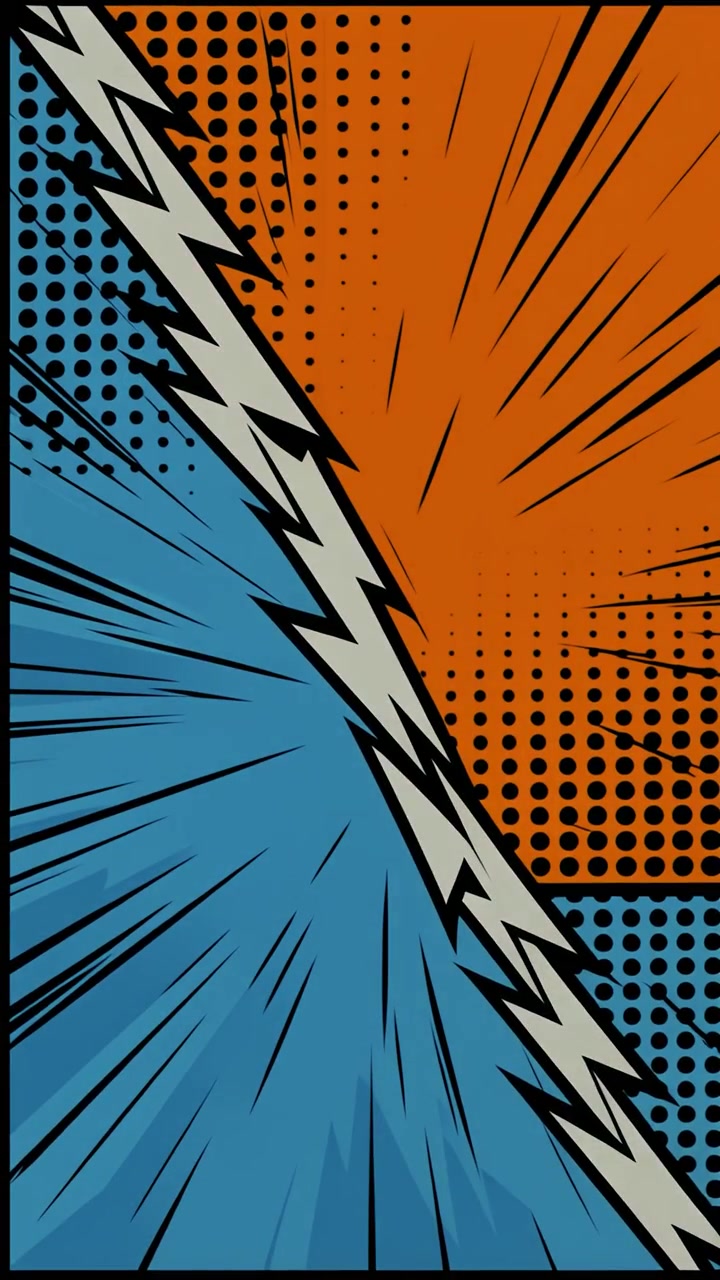 Animated Comic Book Pop Art Background with Flashing Split Screen and Speed Lines