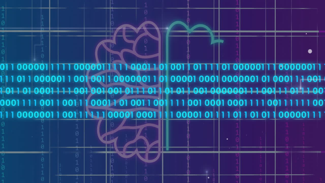 그리드 배경으로 두뇌 애니메이션에 대한 이진 코드