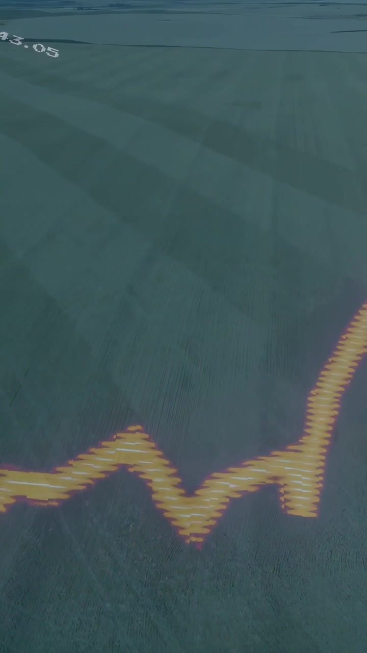 Vertical video: On update orange zigzag moving over teal field, rising to spike, showing trend