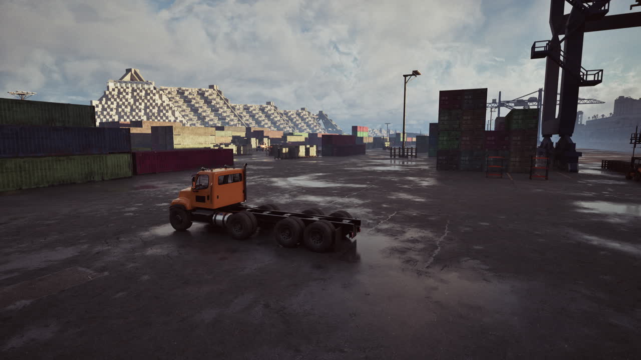 грузовик на причале на судоходной верфи