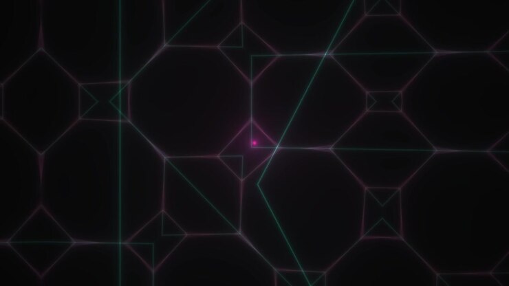 Abstract Digital Network with Evolving Neon Geometric Shapes
