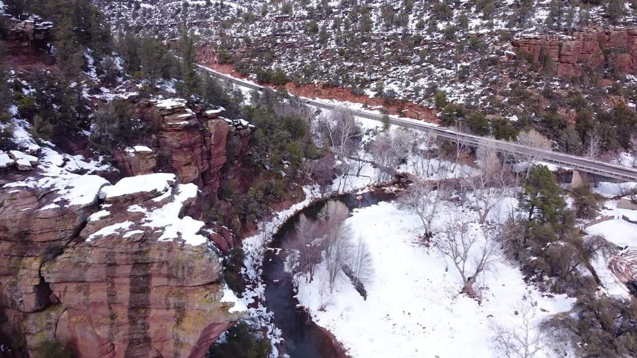 Snow Covered Canyon and River in Arizona
