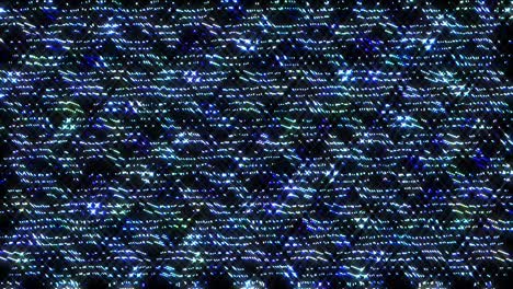 las líneas brillantes brillantes establecen un movimiento de onda azul, colorido, sobre un fondo negro