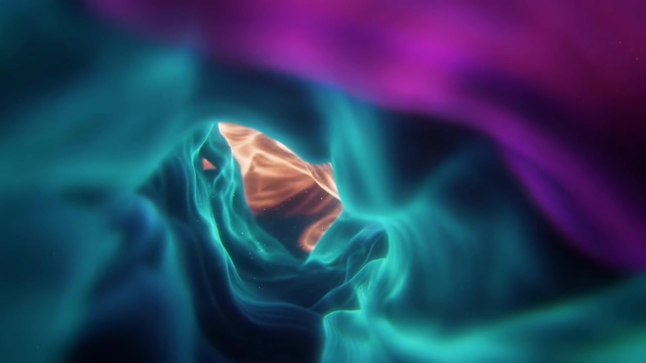 Abstract Tunnel of Flowing Colorful Light Waves