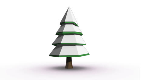 animatie van een spinnende kerstboom met de kerstman en kerstversieringen op witte achtergrond
