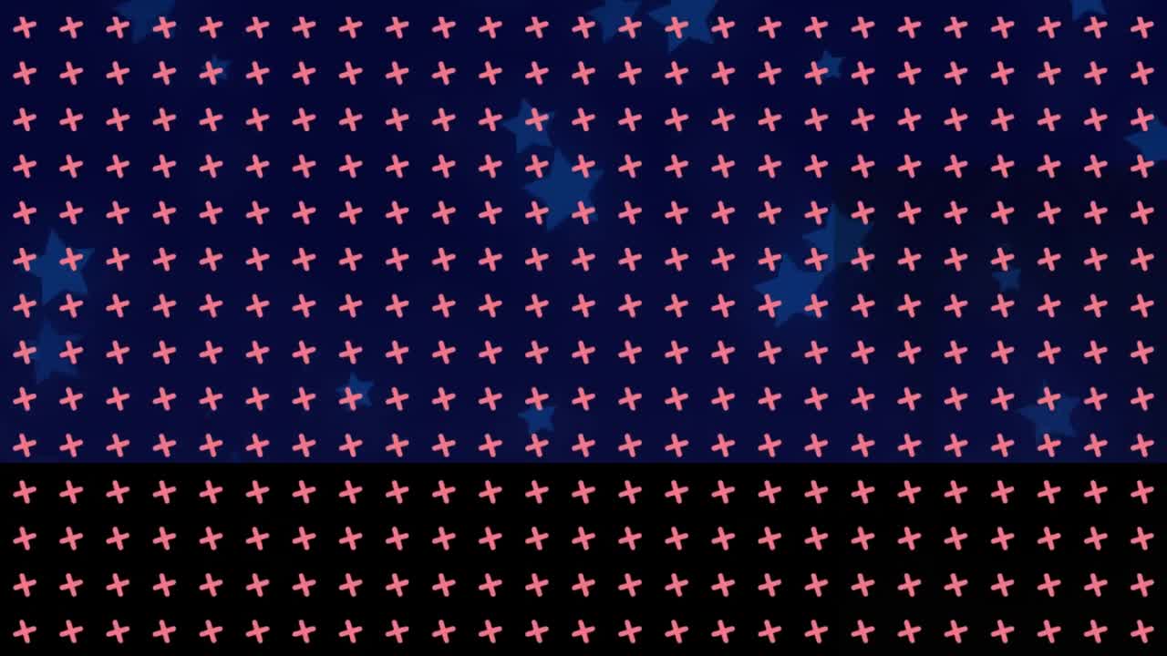 Animation of multiple cross over blue stars
