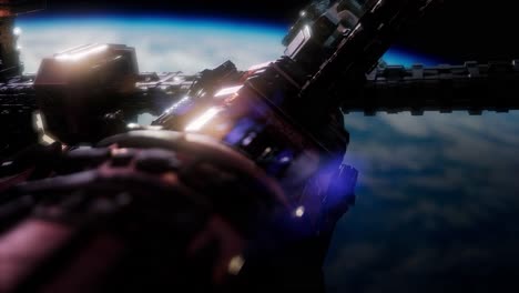 la tierra y la nave espacial. nave espacial sobre la tierra