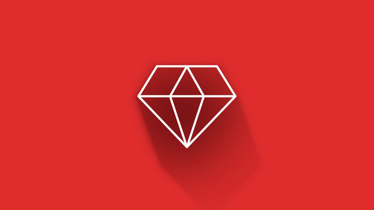 소셜 미디어의 긴 그림자 아이콘 디자인은 빨간색 배경에 고립되어 있습니다. 웹 아이콘의 윤, 모션 그래픽.