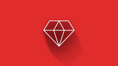 social media long shadow icon design isolated on red background. outline web icon. motion graphics.