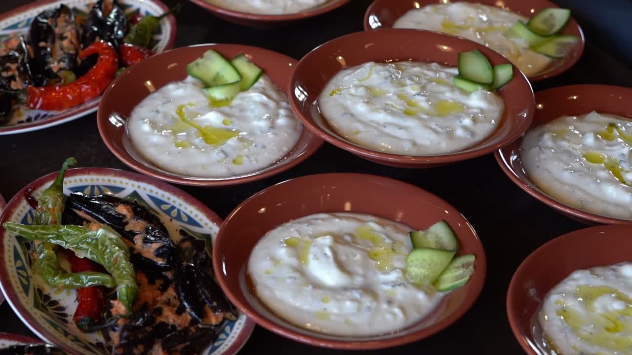 View of an Egyptian breakfast, close up shot, high angle shot