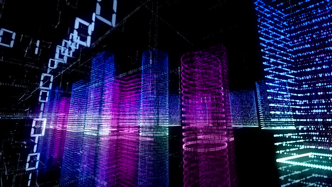 ciudad virtual abstracta dentro de un sistema informático. holograma 3d ciudad digital de grandes datos