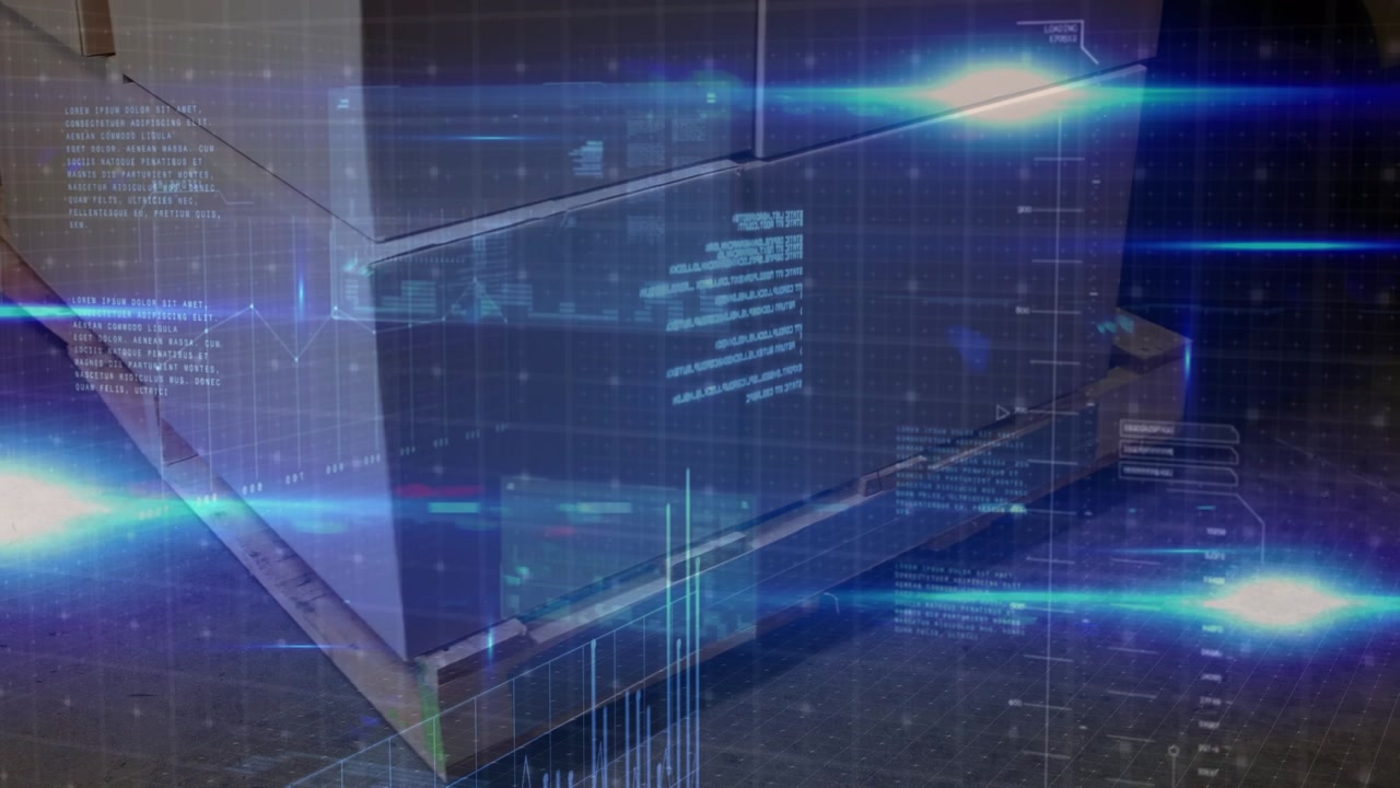 Animation of data processing over packages in warehouse