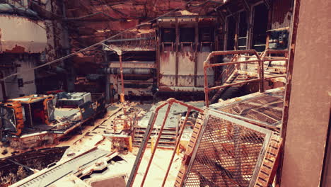 ruinas industriales abandonadas en un mundo post-apocalíptico