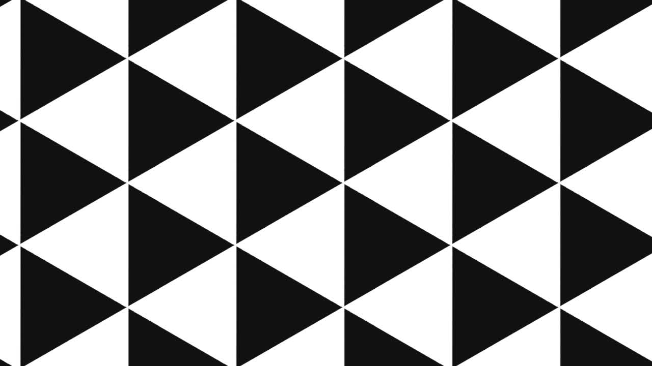 Graphic pattern in black and white with stroboscopic and hypnotic effect, while increasing in size and then reducing it.