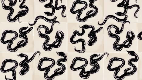 stylized black snake pattern on white background
