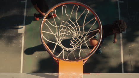 basketball dunk shot on outdoor court