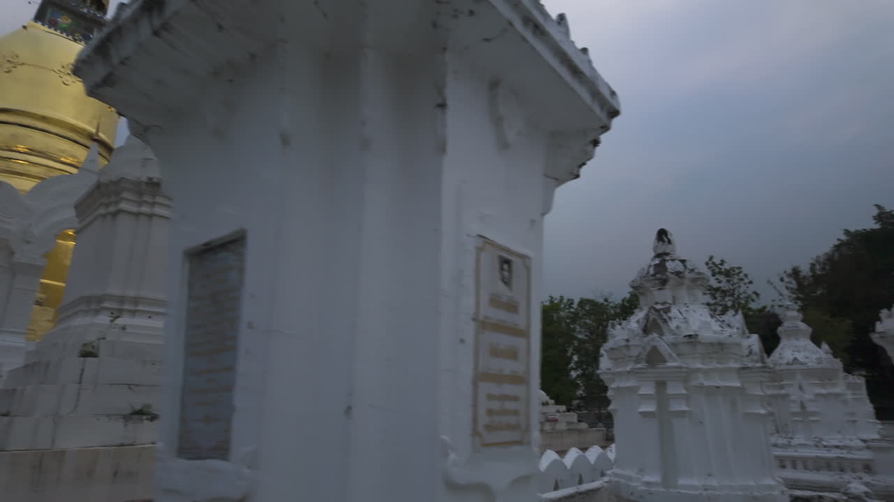 Exterior Of Wat Suan Dok Buddhist Temple In Thailand - Panning Shot