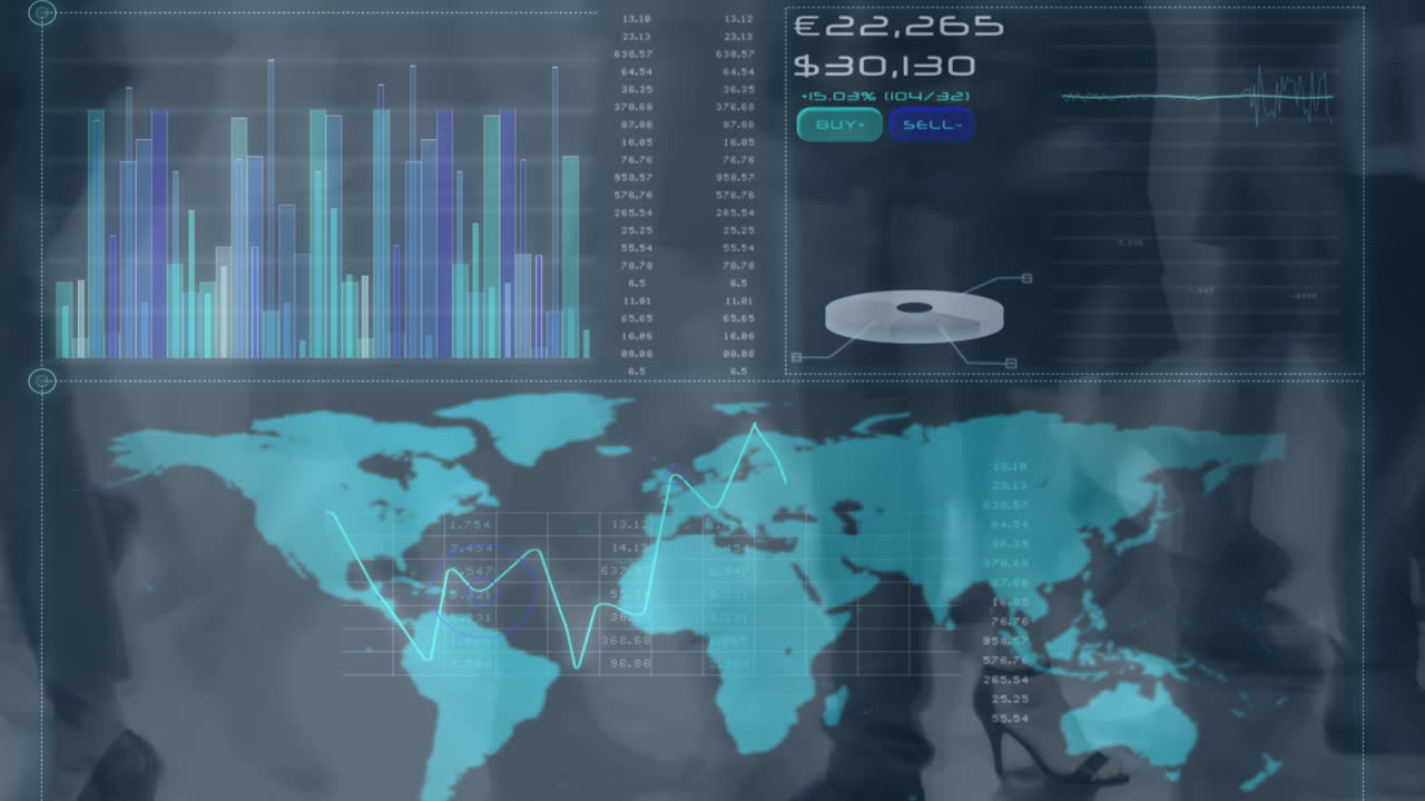 Animation of diverse data over world map and timelapse with ...