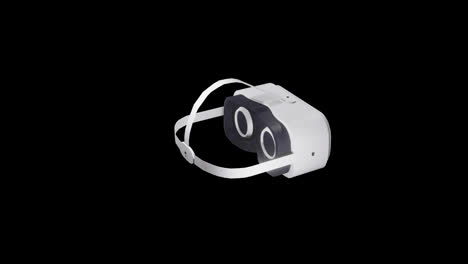 Animation-Eines-VR-Headsets,-Das-Sich-über-Schwarzem-Hintergrund-Dreht