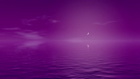 an endless night ocean shrouded in a purple haze