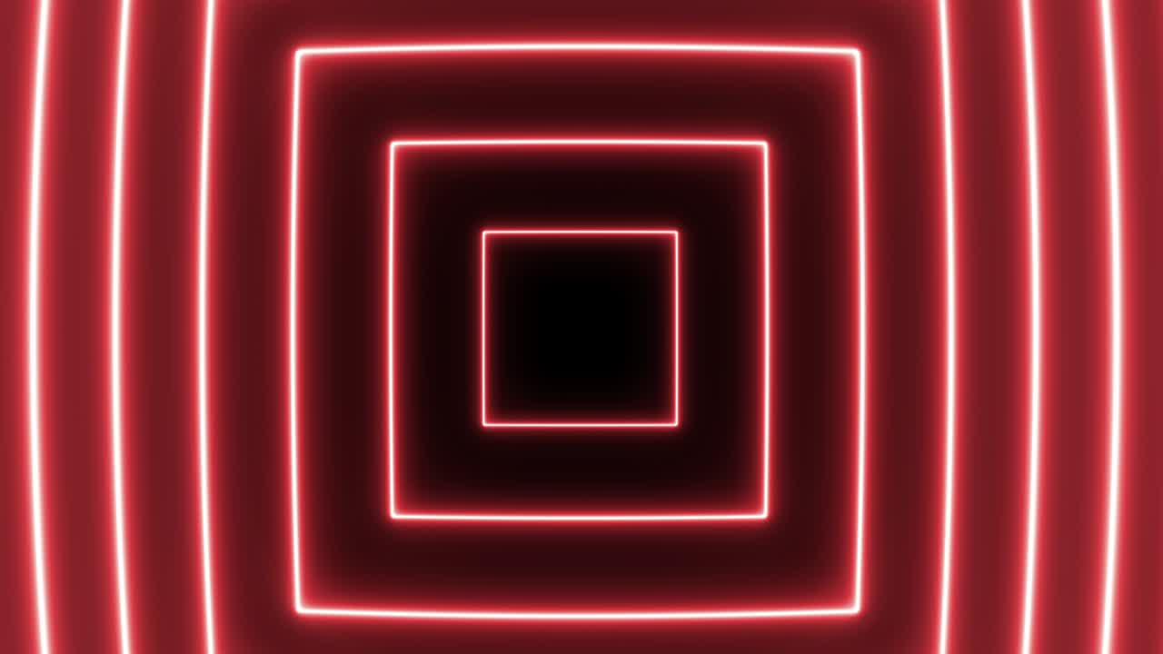 animación de vuelo en un túnel futurista con luces rojas de neón rectangular. movimiento de bucle sin costuras gráfico de fondo abstracto
