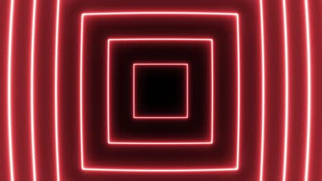 animation of flight in futuristic tunnel with rectangle neon red lights. seamless loop motion graphic abstract background