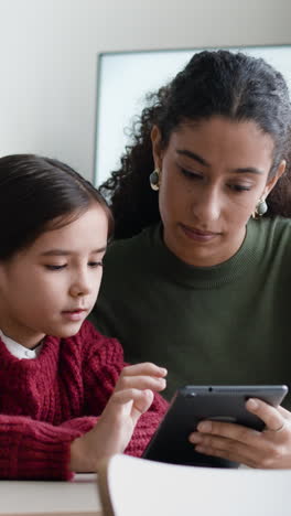 mother and daughter learning together