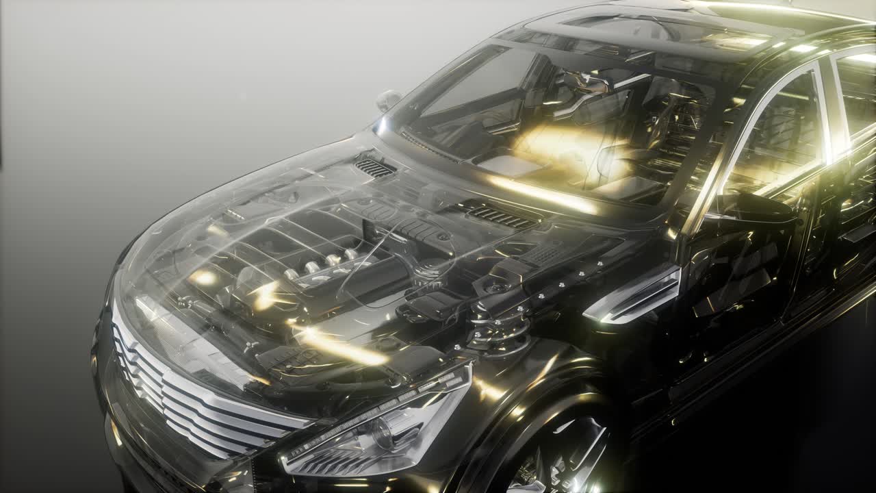 motor y otras partes visibles en el coche