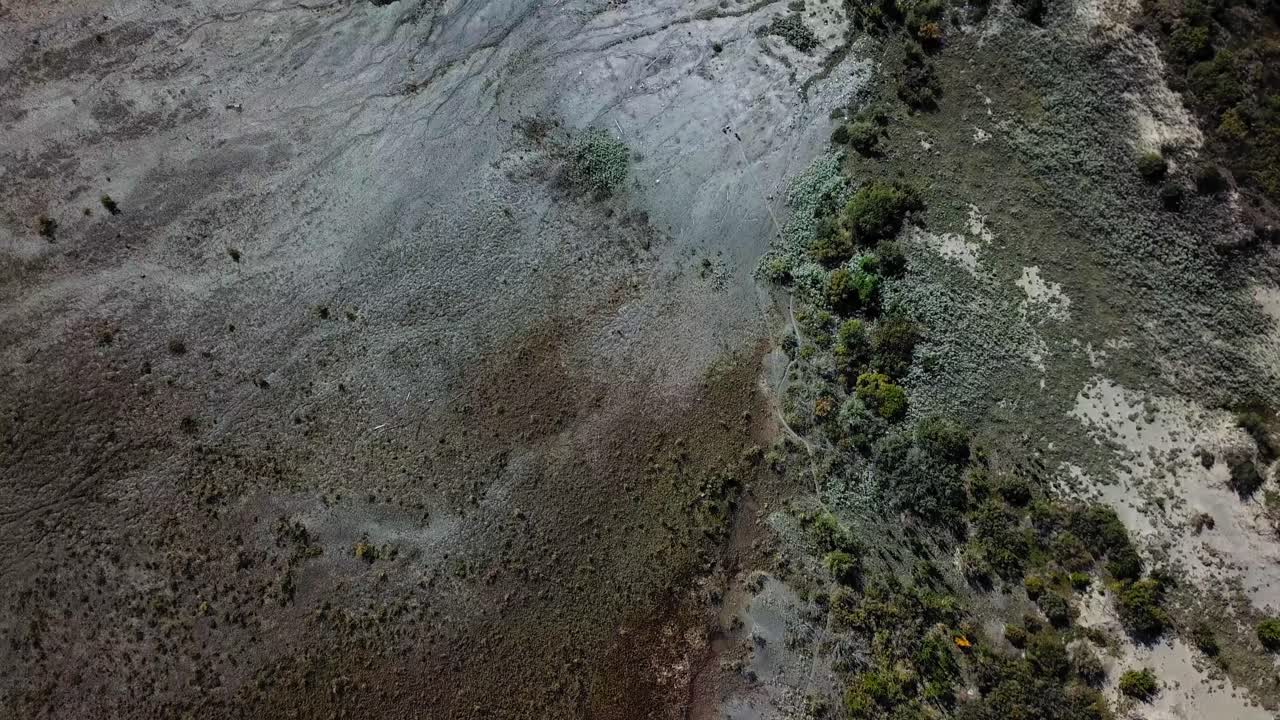 Aerial view of a trail in remote Yukon Bush