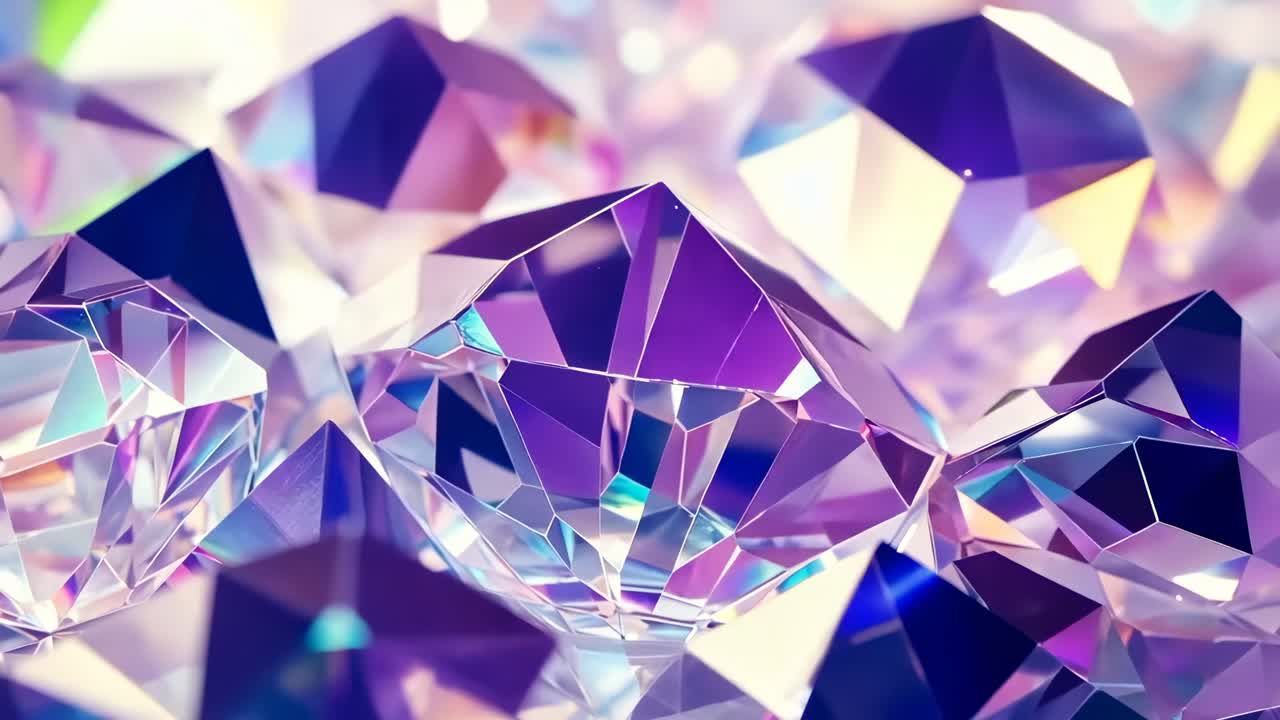 Close-up, low-angle shot of sparkling purple and pink crystals, creating a mesmerizing