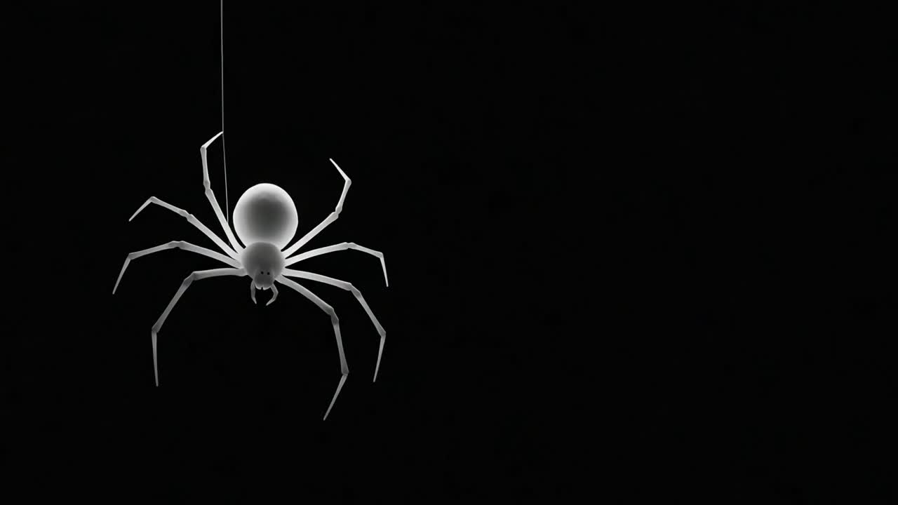 A Hauntingly Elegant Spider Suspended in Darkness: A Visual Exploration of Arachnid Beauty and Intrigue Captured in High Contrast